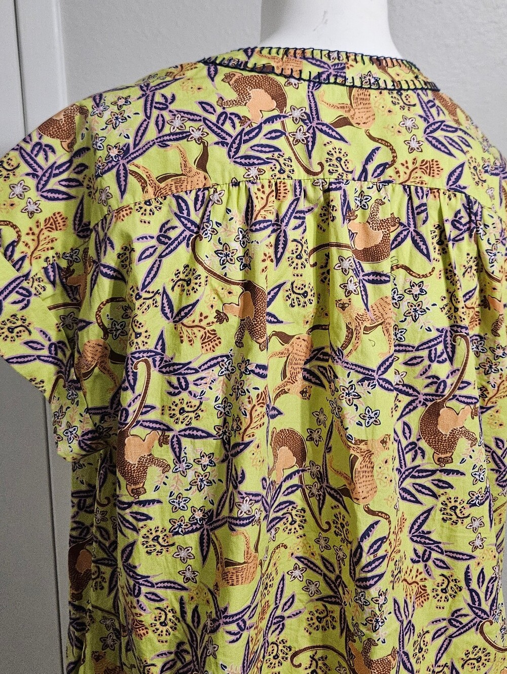 Saloni Ashley Mini Dress Citrus Monkey Print Poplin Size US 6 - Picture 6 of 9